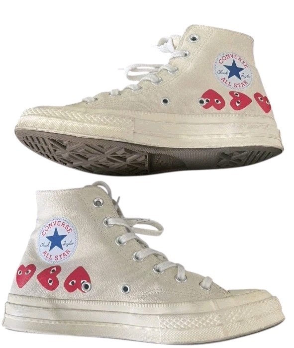 WOMEN’S CONVERSE CHUCK TAYLOR HI COMME DE GARcons 162972C MULTI HEARTS W8 M6