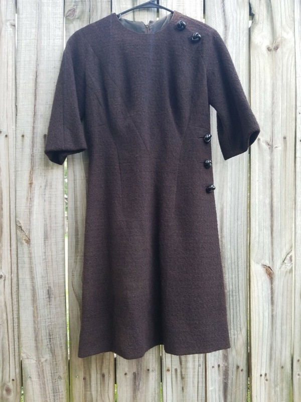 Vintage halle bros. Co dress -womens Brown Dress - Sz 12 Womens Vintage Dress gallery
