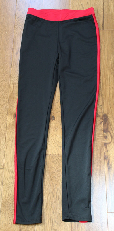 BLACK LEGGINGS Adult Med Red Stripe Dance Department Pants Jazz Tap Contemporary