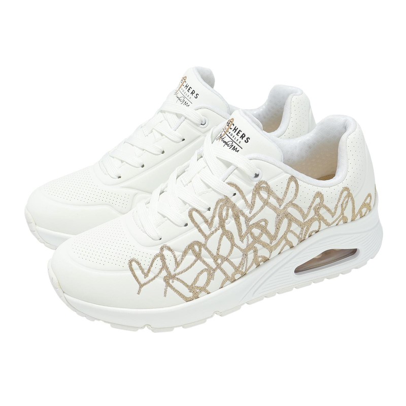 Skechers Uno-Golden Heart James Goldcrown White Rode Gold Women Shoe 177975-WTRG