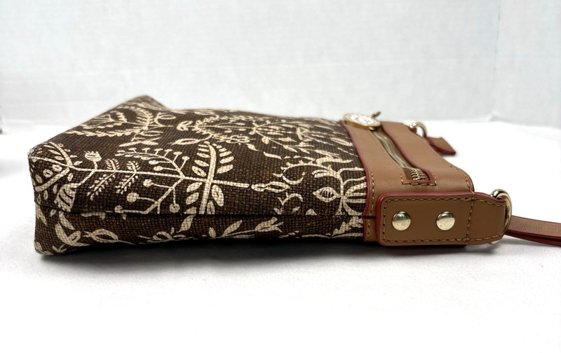 NEW Spartina 449 Brown Floral Messenger Crossbody w/Detachable Crossbody Strap gallery