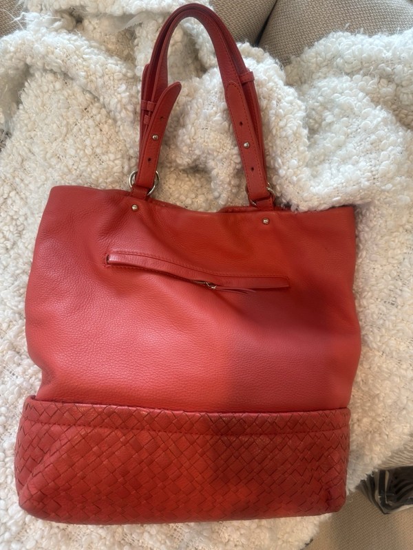 Elliot Lucca Red Pebbled Leather Cartagena Tote Bag gallery