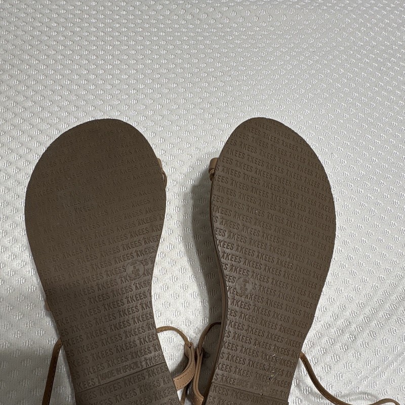TKEES Women’s Beige Leather Strappy Lace-Up Ankle Strap Flat Sandals 8 gallery