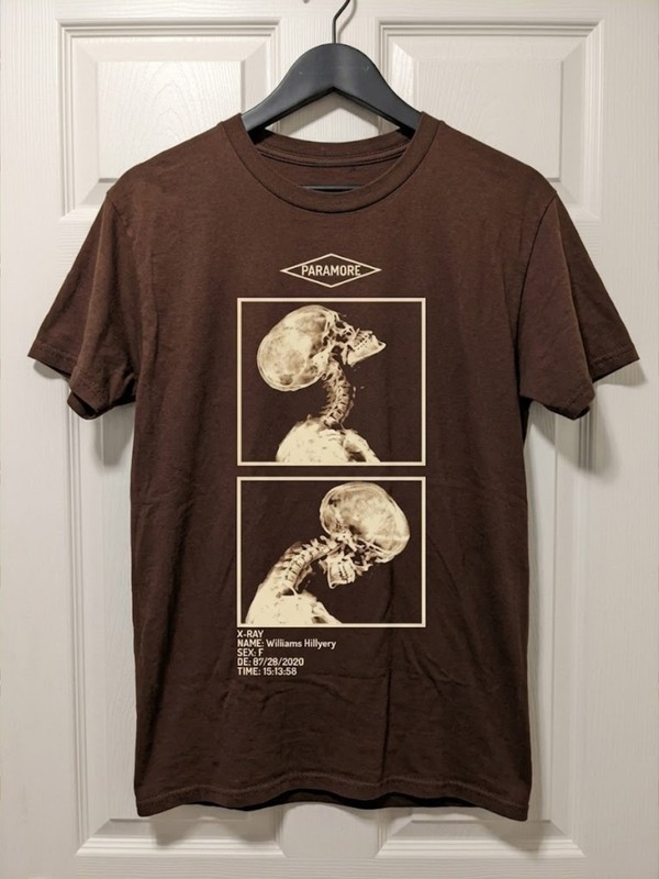 Paramore Skull X-Ray Graphic Band T-Shirt Brown Alt Grunge Tee