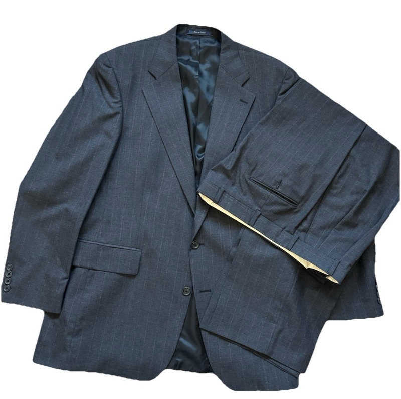 VTG Ralph Lauren Chaps Gray Wool Pinstripe Suit 2pc 44L 36/29