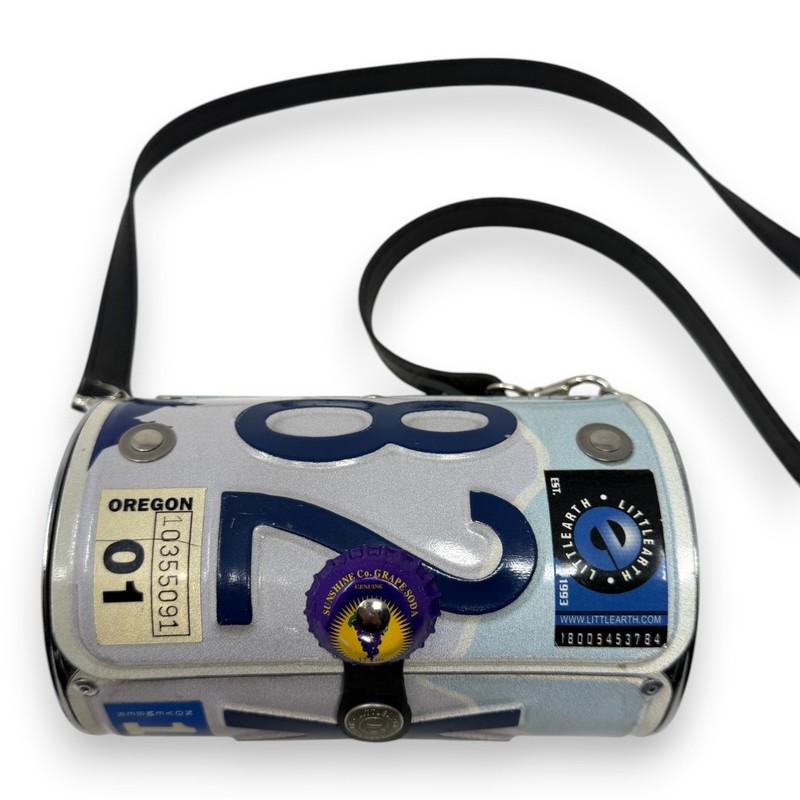 Little Earth License Plate Bag Women OS Silver Oregon Barrel Purse Leather Strap gallery