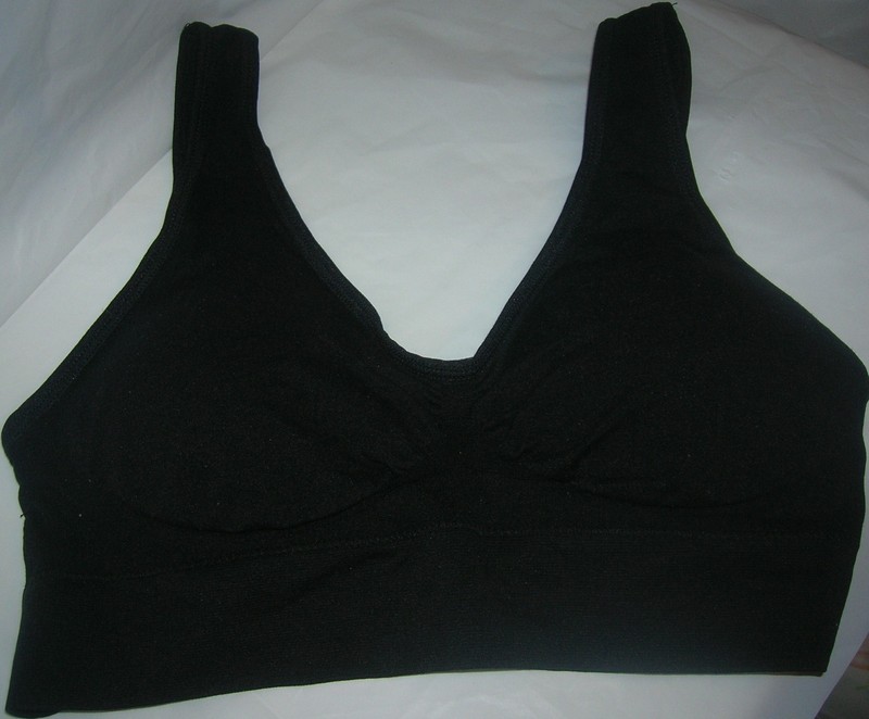 Genie Style Bra XL/1XL Black Nylon Spandex Removable Pad Shapewear Seamless Bra
