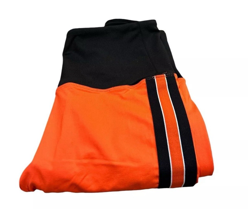 Ruby Ribbon Sport Crop Leggings Orange Black Stripe Size XLarge New W/O Tags gallery