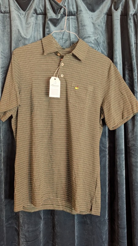 Masters Classics Men’s Golf Polo Shirt M Green/White Stripe Embroidered Logo