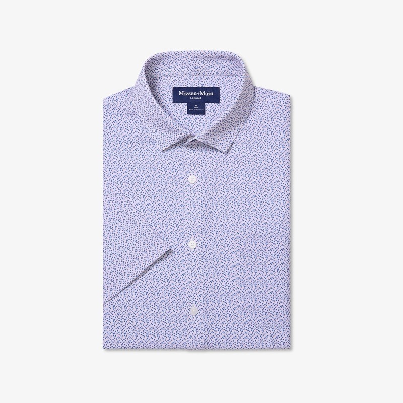 Mizzen Main Short Sleeve Dress Shirt Trim Fit Size XL