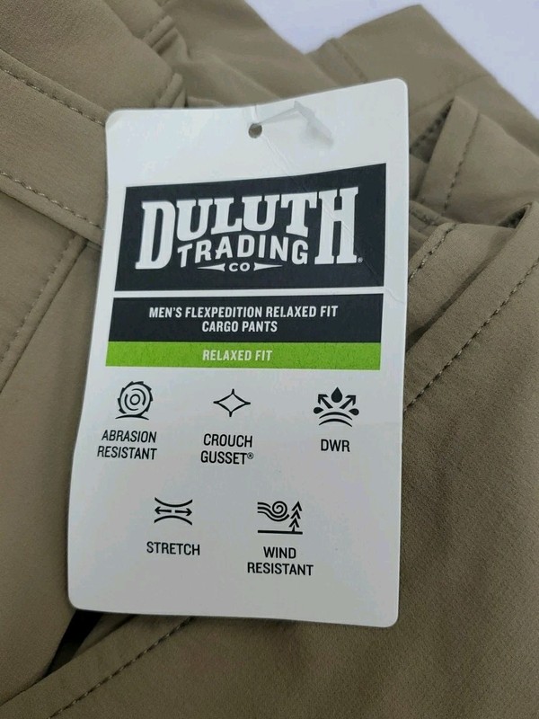 New Duluth Trading Co Flexpedition Relaxed Fit Cargo Work Pants Tan Size 36X32 gallery