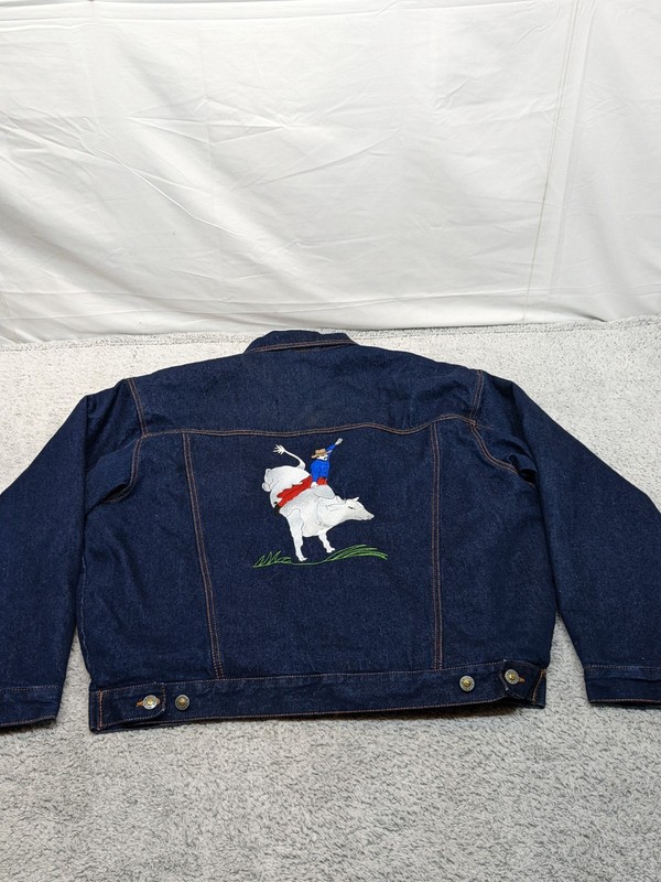 Scorpio Sherpa Lined Denim Jacket Mens XL Embroidered Bull Riding Rodeo NXOT