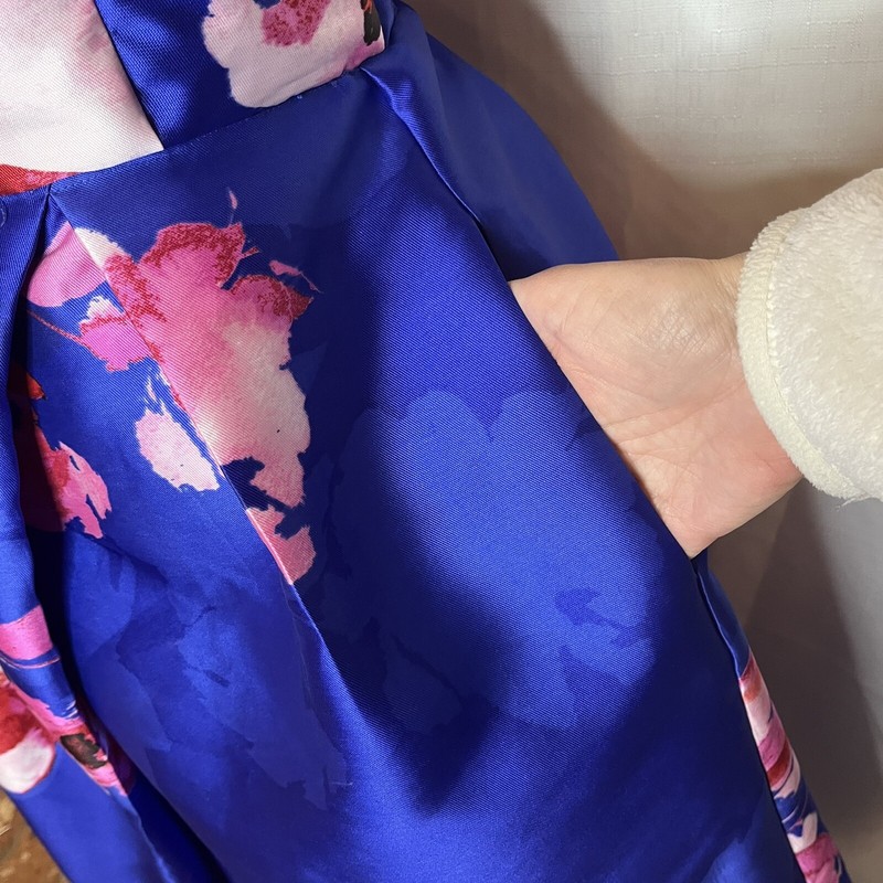 By and By Royal Blue Pink Floral Ladies Formal Dress 15 Prom Pockets Wedding gallery
