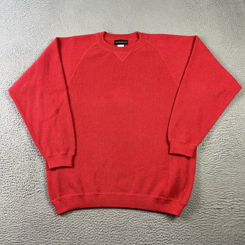 Vintage Saks Fifth Avenue Sweater Mens Large Red 100% Alpaca Knit Made in Peru
