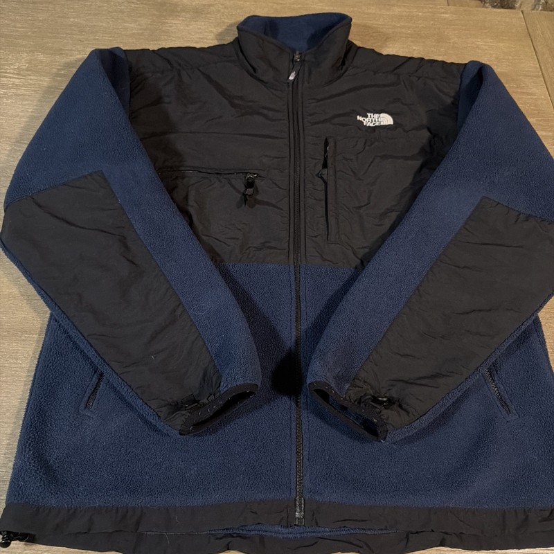 Vintage The North Face Denali Full Zip Jacket Polartec Fleece Blue Black Mens XL