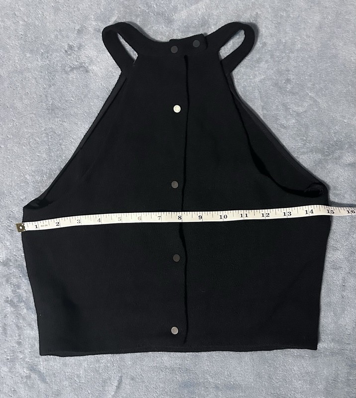 A.L.C. Women's Black Sleeveless Mock Neck Cropped Knit Button Back Top Size 0 gallery