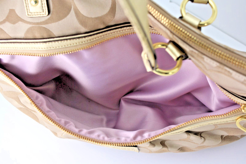 Coach Poppy Daisy Signature Tote Shoulder Bag Purse F20026 Gold READ gallery