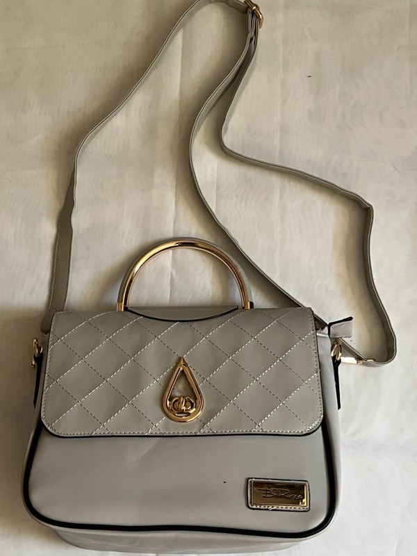 Bella Russo Purse Handbag Light Gray Gold Hardware W/strap