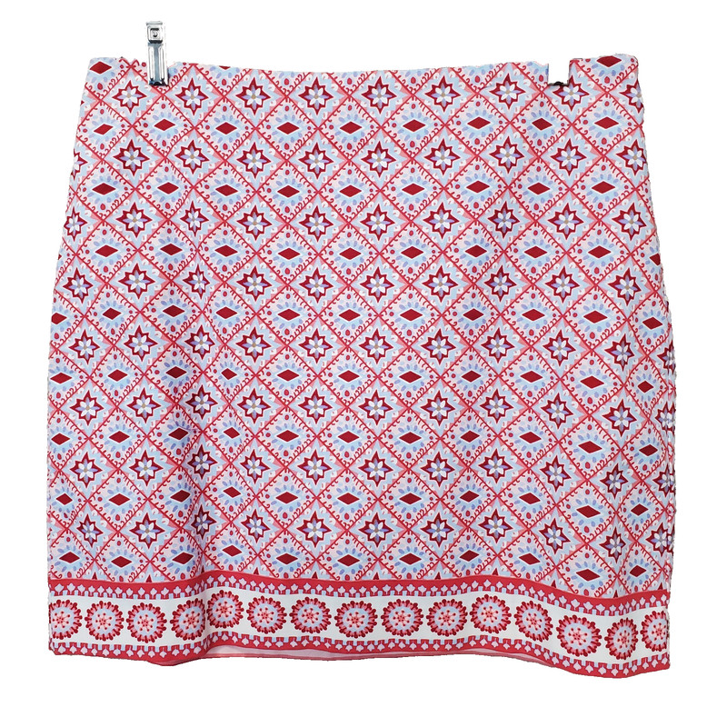 Talbots Petite Cotton Blend Canvas Geo Print Side-Zip A-Line Skirt Size 14P NWT