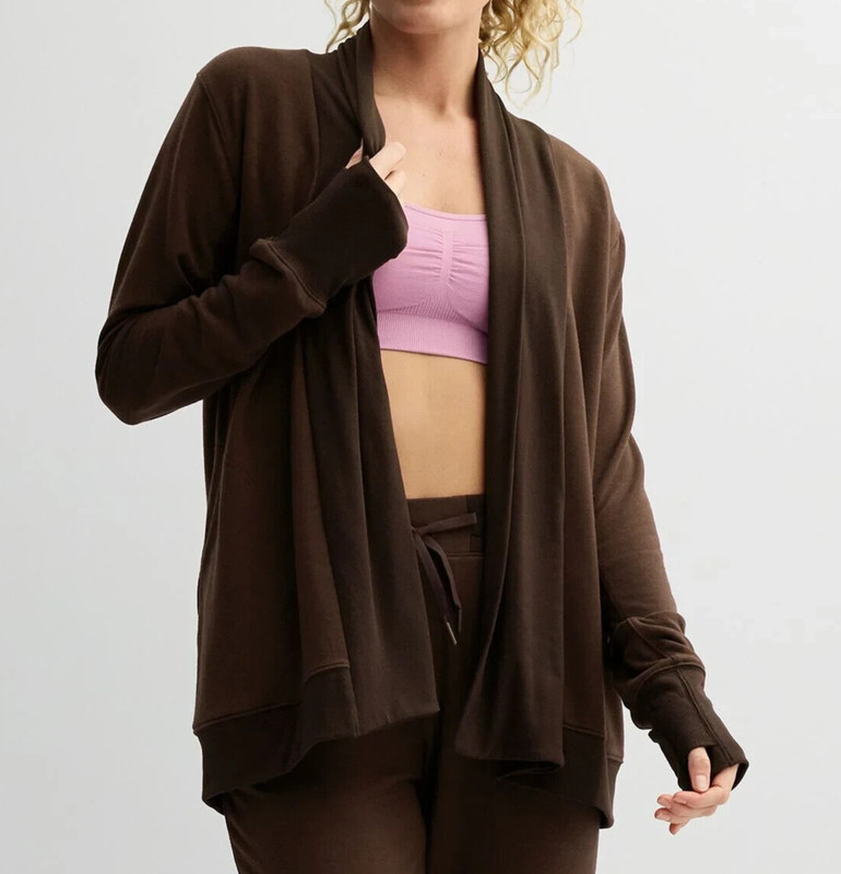Tek Gear Women s Birk Brown French Terry Wrap/Cardigan (WT34A254RS) Sizes M/L/XL