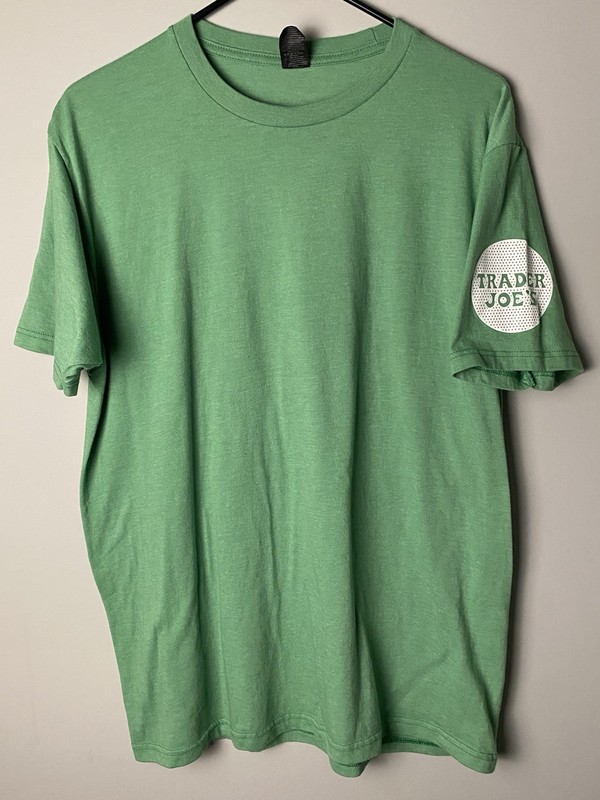 RARE Vintage Trader Joes Long Sleeve Shirt Dotted Crew Logo Green Large
