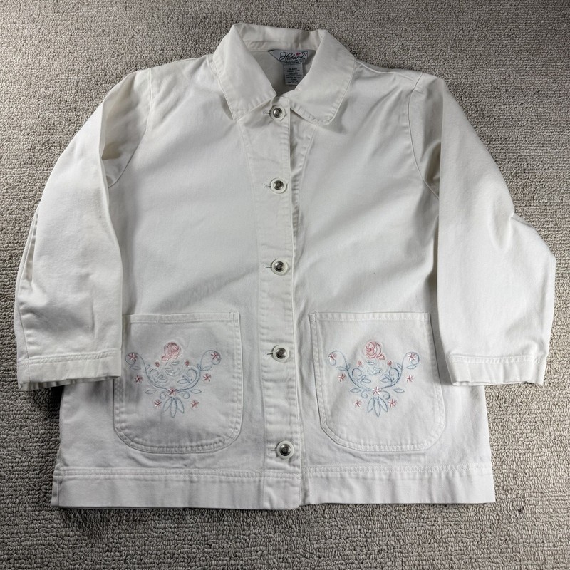 Vintage Haband Tudor Court Style Floral Jacket Coat White Women’s Size Medium