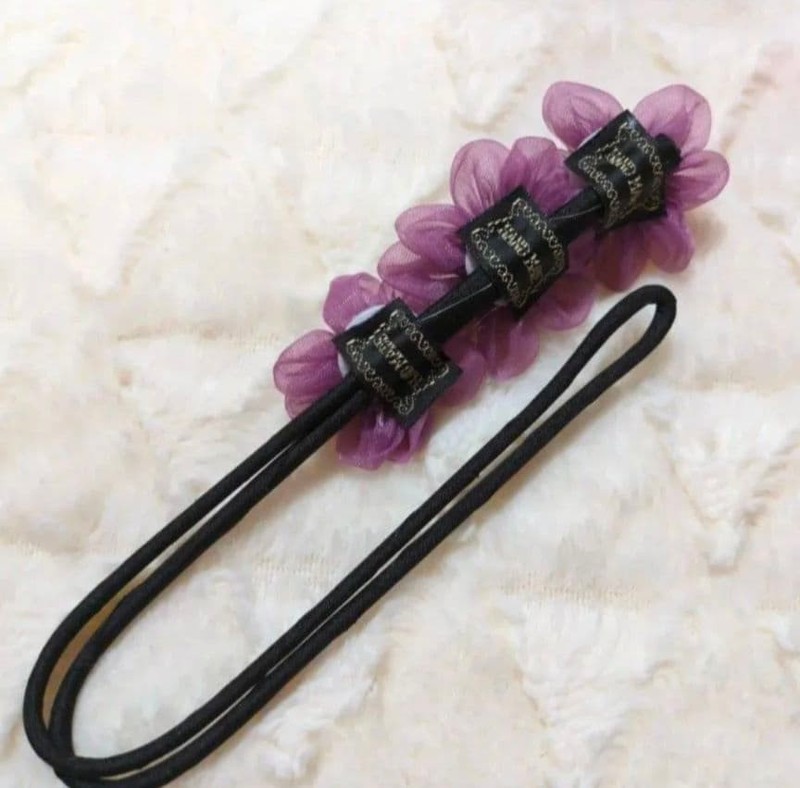 Purple chiffon flower hair accessory for bun, chignon, yukata style gallery