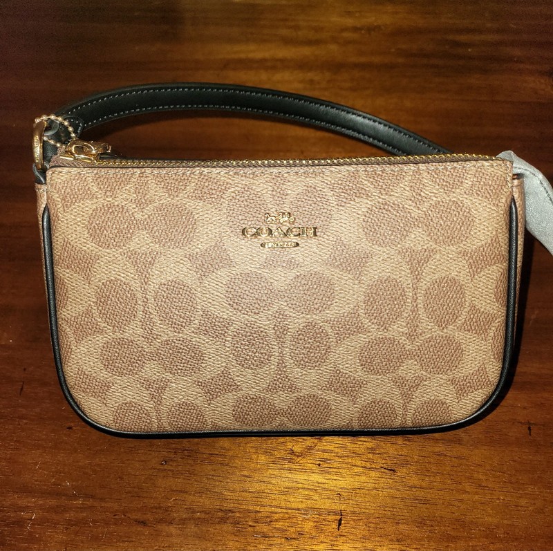 Coach Nolita 19 Signature Canvas Bag Tan Brown Black Leather Trim NWT
