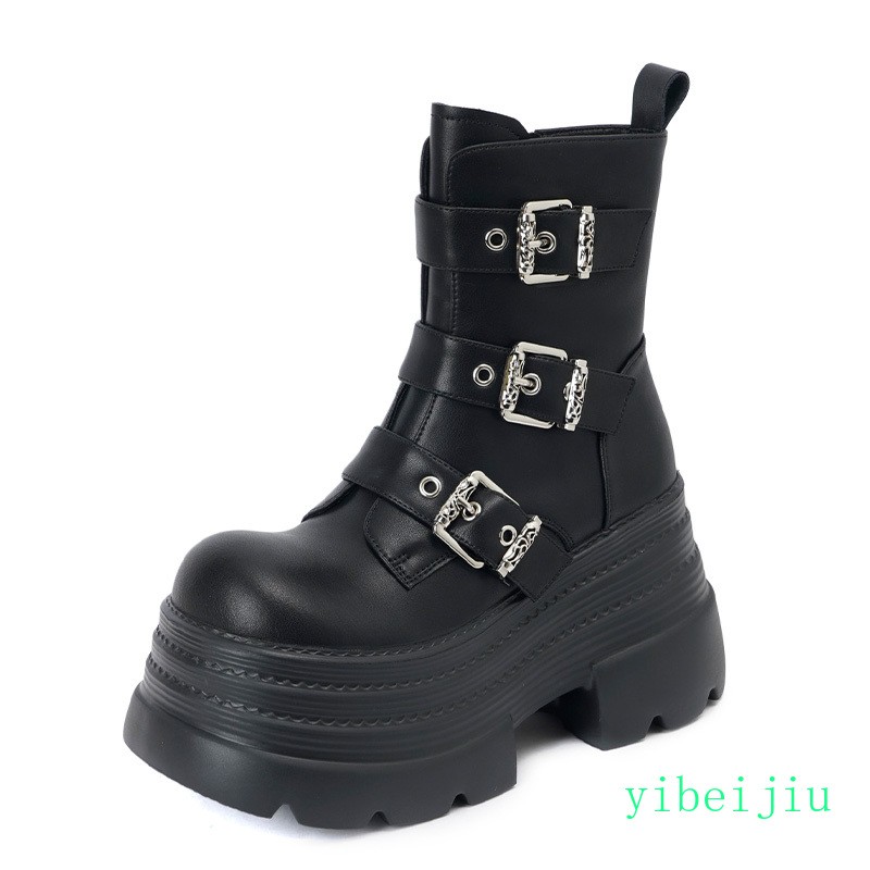 Women’s Platform Ankle Boot High Wedge Heel Leather Shoes Chunky Thick Sole Wide