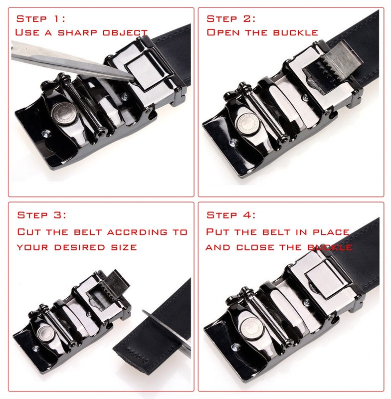 Lot Genuine Leather Mens Ratchet Belt Belts For Men Adjustable Automatic Buckle gallery