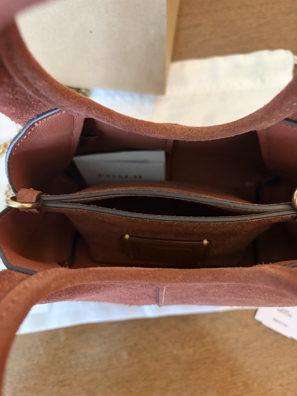 Brand New Coach Suede Lana 19 in Clay with brass hardware gallery
