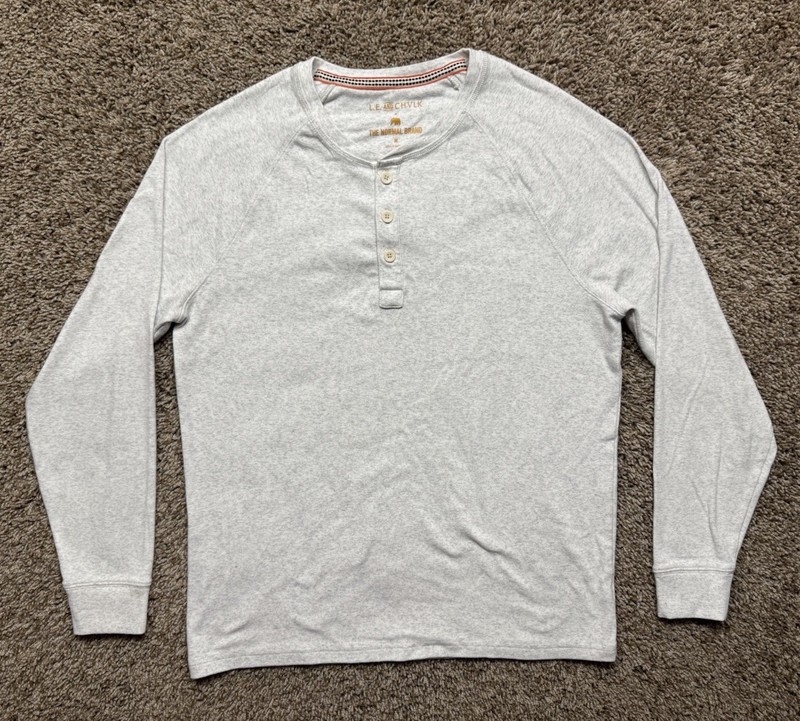 Le Chalk Puremeso Henley Shirt Men’s Size Large The Normal Brand Collab Stone