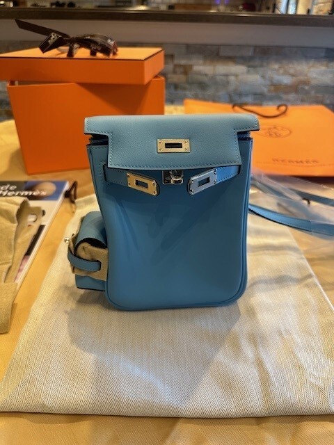 Hermes Kelly Jump Celeste Blue Swift Leather (Brand New in Box – Full Set)