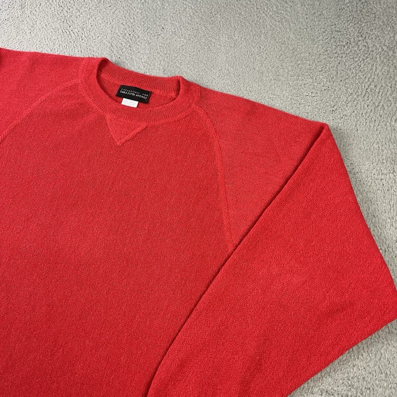 Vintage Saks Fifth Avenue Sweater Mens Large Red 100% Alpaca Knit Made in Peru gallery