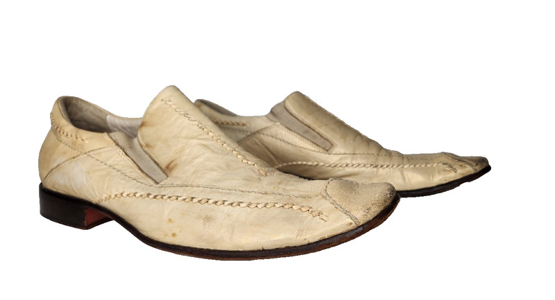 JO GHOST Cream/Ivory Leather Slip On Loafers Dress Shoes EU 41 US 8 Mens Italian