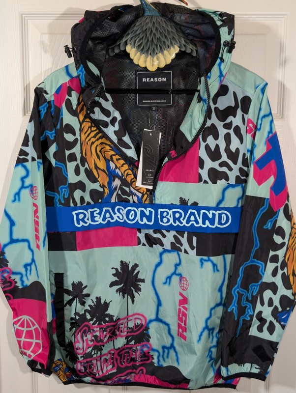 Reason Brand AOP Jacket Small Allover Print Half-Zip Anorak Pullover Jacket