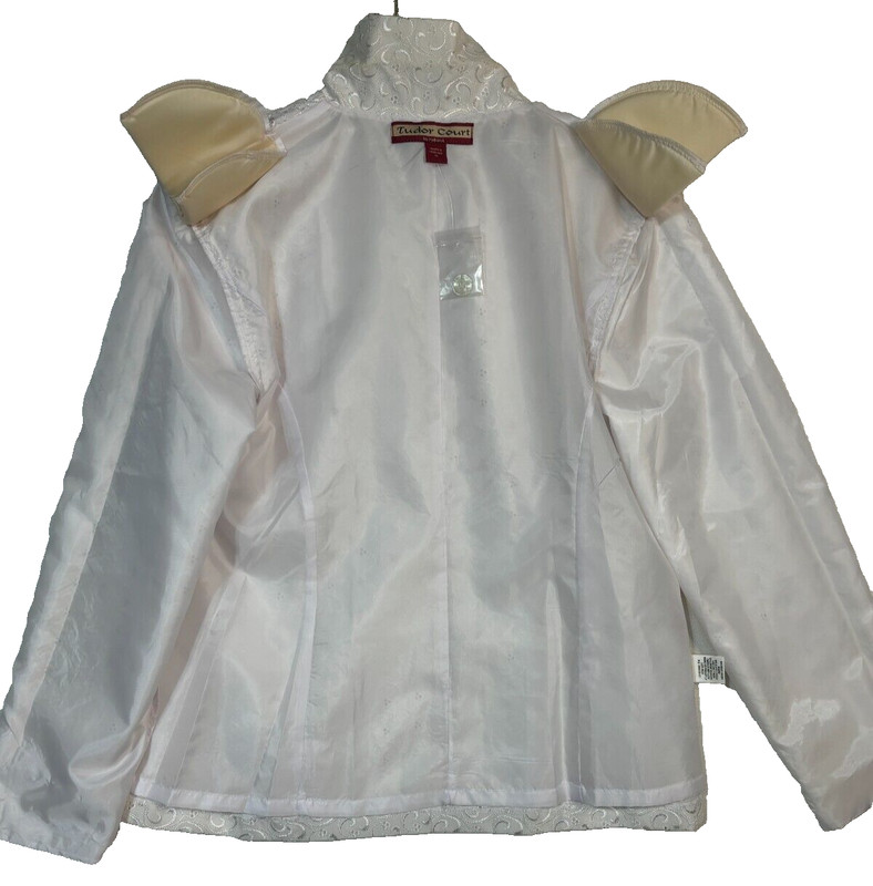 Tudor Court by Haband Women's White Eyelet Jacket Vintage M Medium Lined Pockets gallery