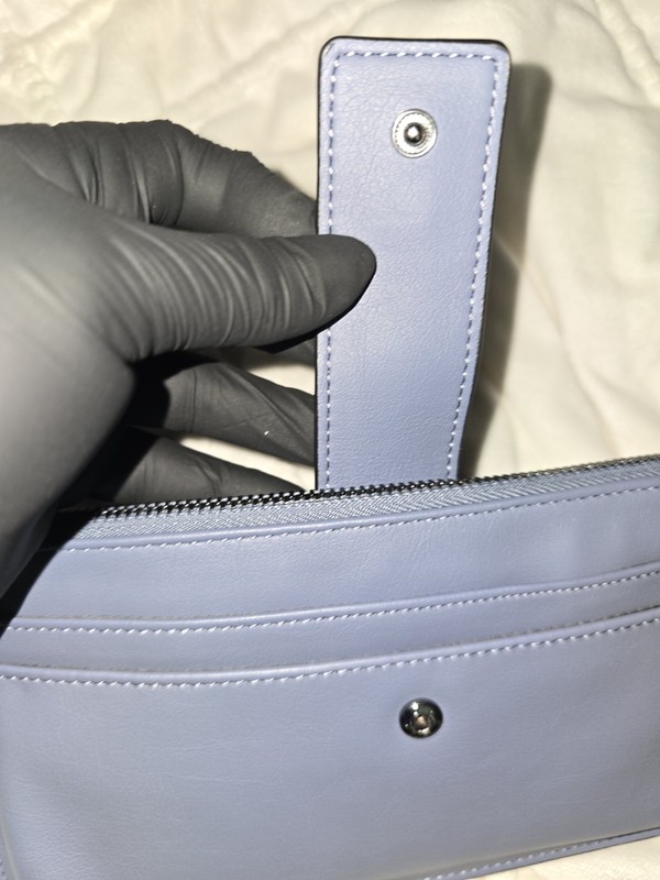Time And Tru Light Blue Women’s Wristlet Bag Strap Accent Zipper Silver Hardware