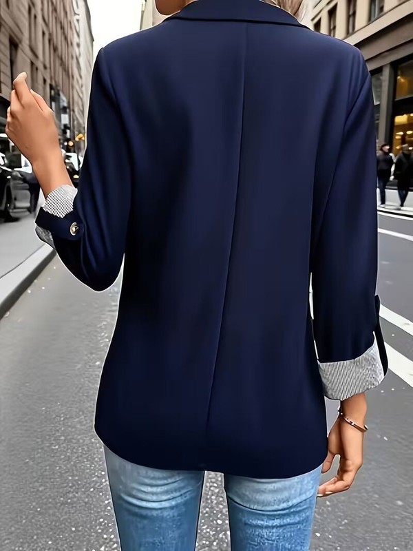 Women's Elegant 3 4 Sleeve Blazer Jacket. Solid Color Button Front H Line Suit C gallery