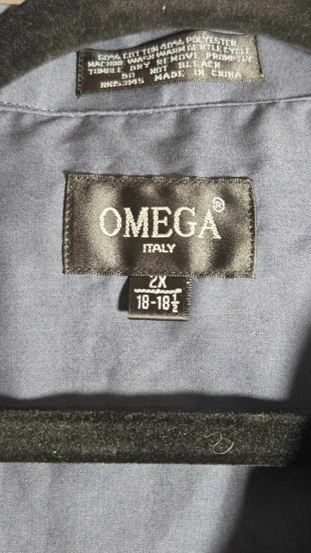 2XL 18-18.5 Mens Omega Italy Dress Shirt with 4 front Pockets gallery