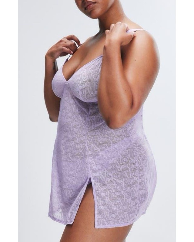 Savage X Fenty Lace And Mesh Slip Lavender Purple 1X