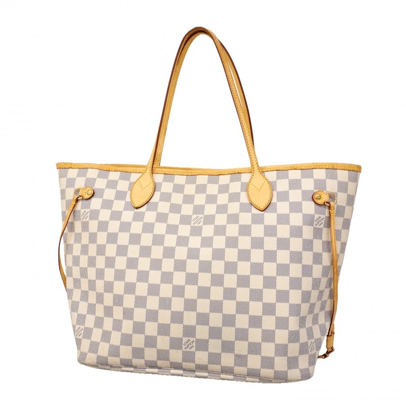 Auth [6ee5354] LOUIS VUITTON Tote Bag Damier Azul Neverfull MM N51107 White …