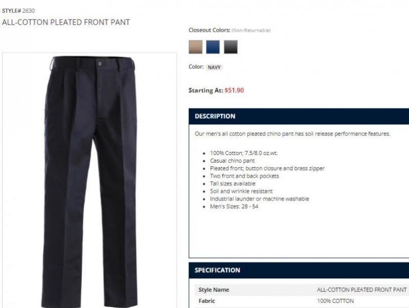 Edwards Men's Style #2630 Black 100% COTTON DRESS PANTS SIze: 36 / 28 gallery