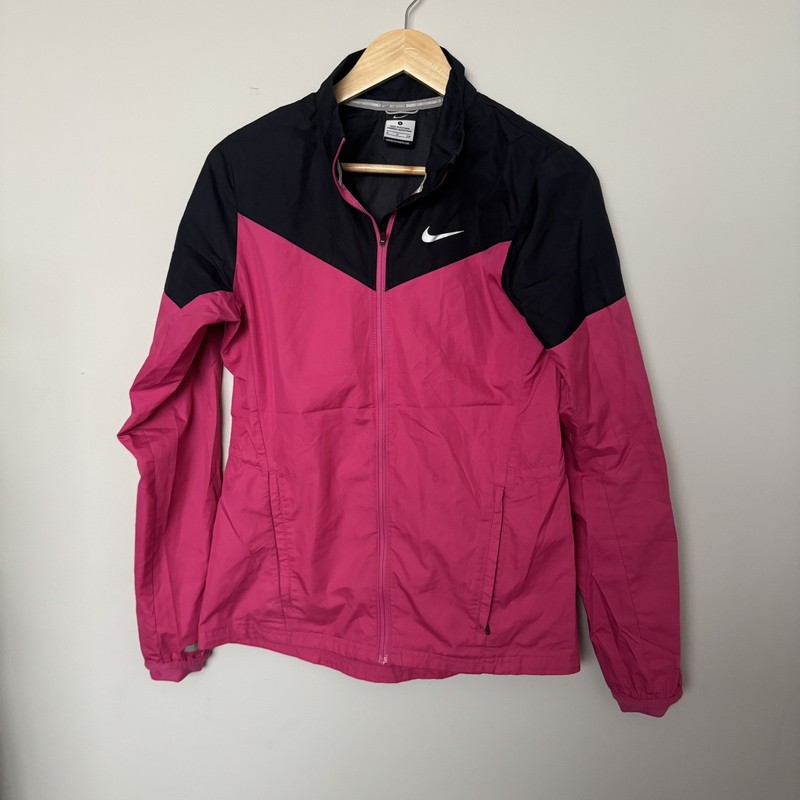 Nike Running Windbreaker Jacket Pink Black Full Zip Women’s Size Small