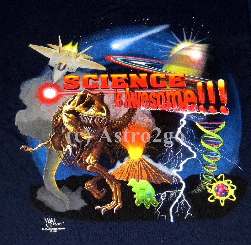 SCIENCE IS AWESOME!!!-Physics Chemistry Biology Astronomy Dinosaur T shirt S-3XL