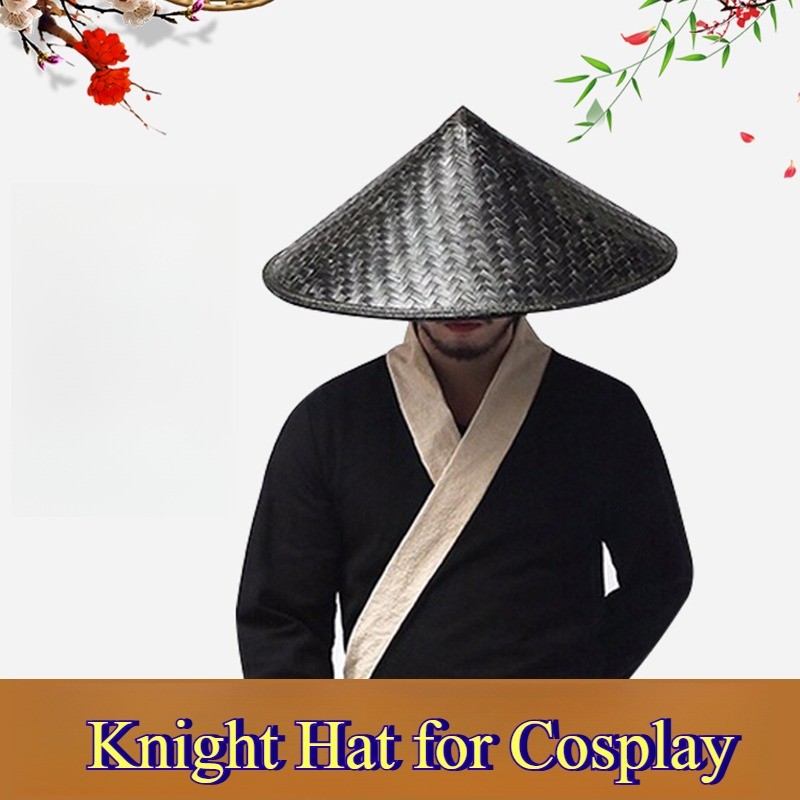 Chinese Traditional Bamboo Ancient Hat Cosplay Handmade Asian Warrior Halloween