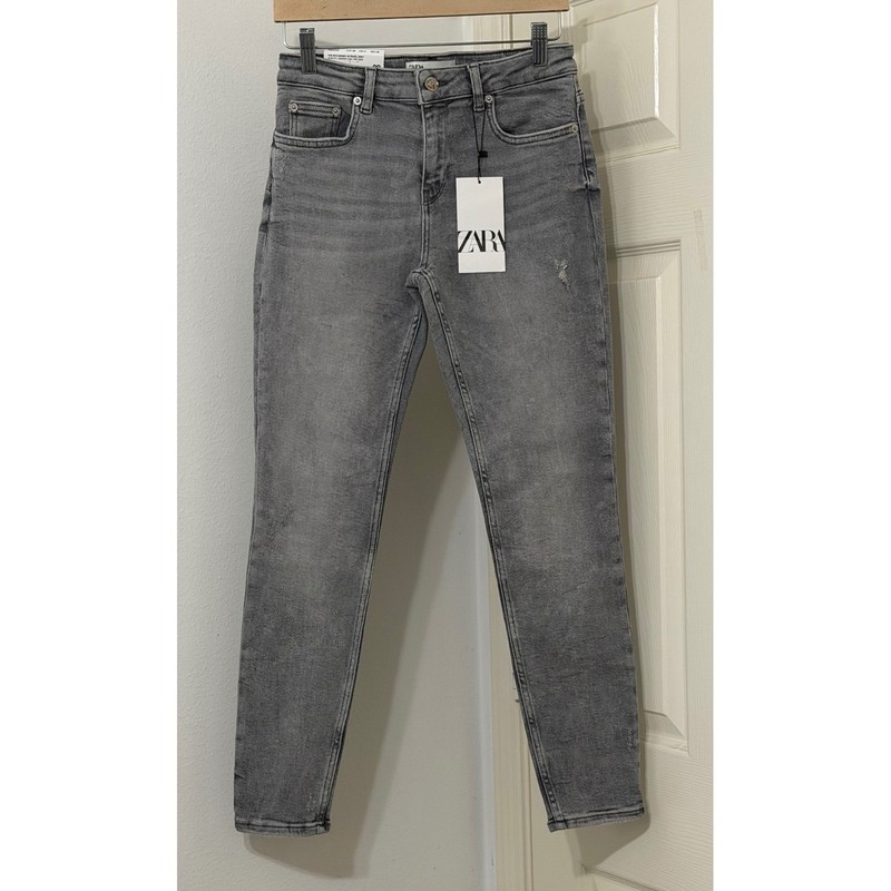 Zara The 80s Skinny Jeans Womens Sz 6 Pearl Grey Slim Fit Mid Rise Y2K 90s