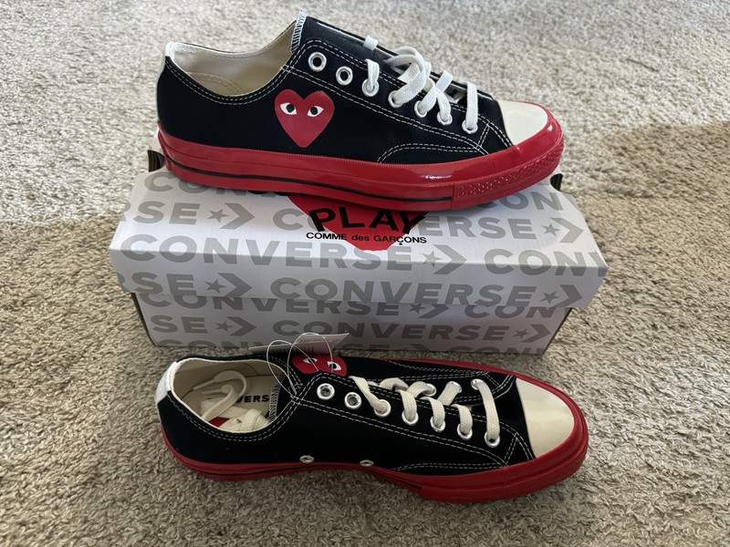 Converse x COMME des GARCONS PLAY Chuck 70 Low Black Red Sole Size 8 New In Box gallery
