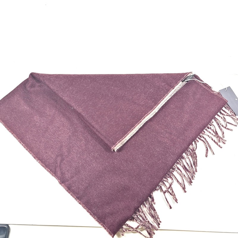 WANT Les Essentiels 100% Cashmere Scarf Fringed Burgundy/Beige Made in Italy gallery