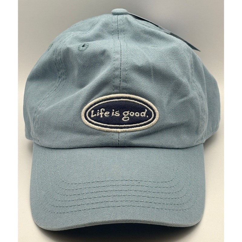 Life is Good Chill Cap Smoky Blue Vintage Oval Logo Cotton Adjustable Hat NWT